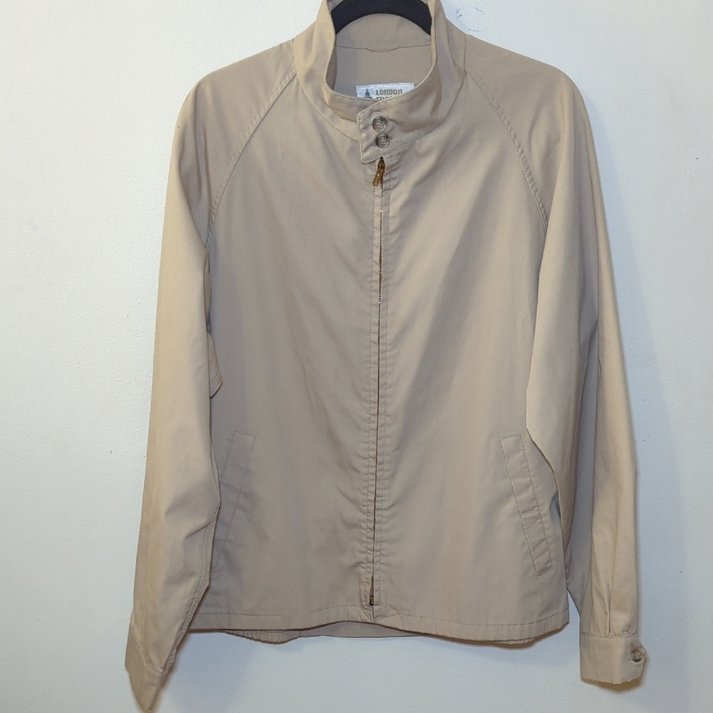 London Fog Tan Classic Men's Jacket Combed Cotton Men's Size 44 Long